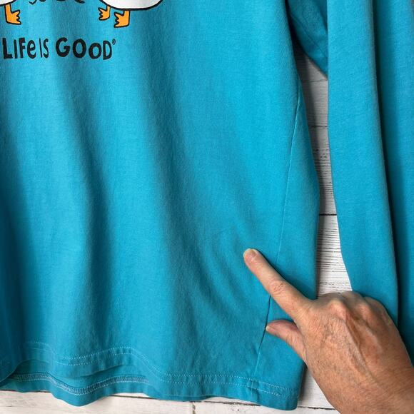 Life is Good T-Shirt Kids Size XXL Aqua "Goose Bumps" Long Sleeve 100% Cotton - Picture 6 of 16